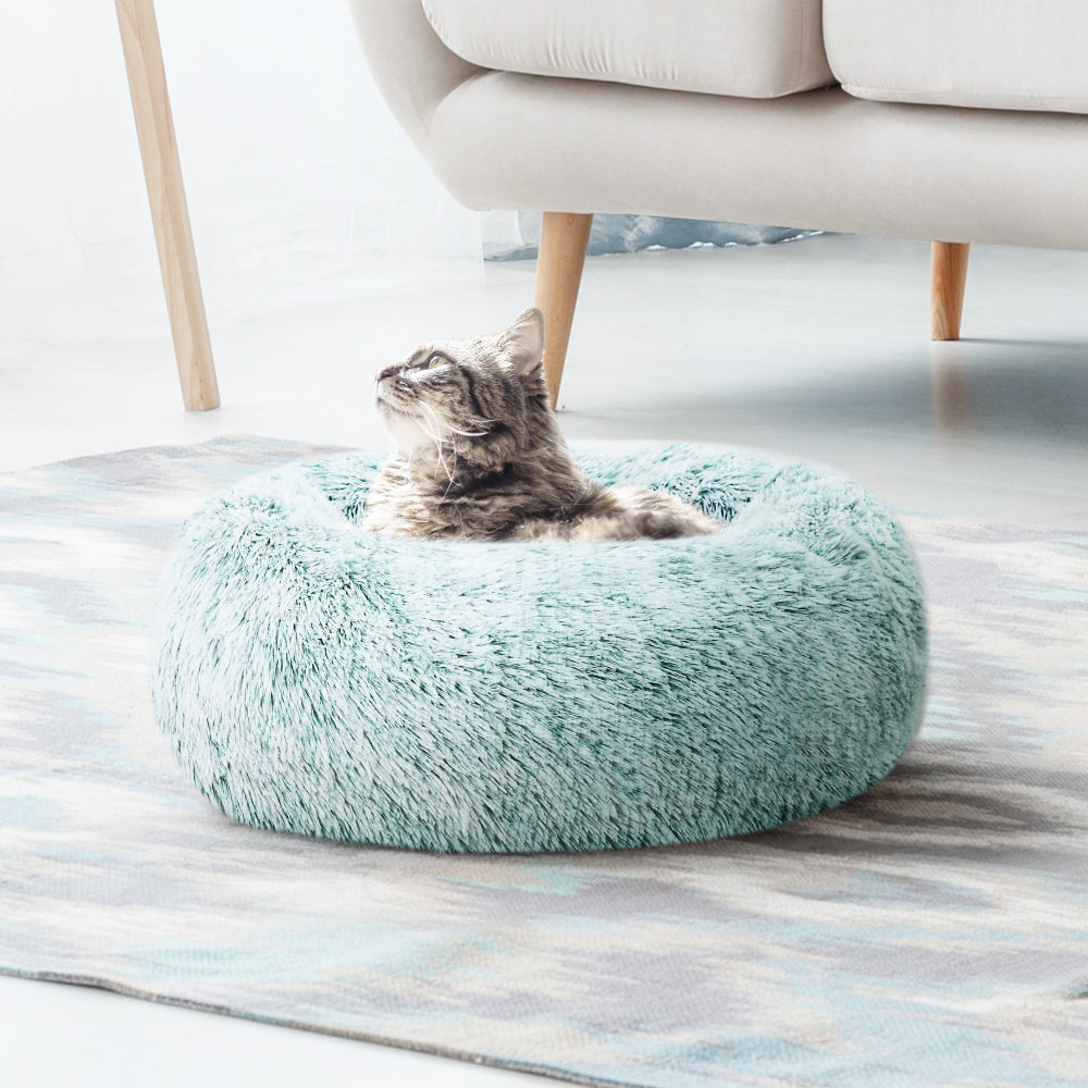 Pet Bed Dog Cat Calming Bed Small 60cm Teal Sleeping Comfy Cave Washable - Pet And Farm