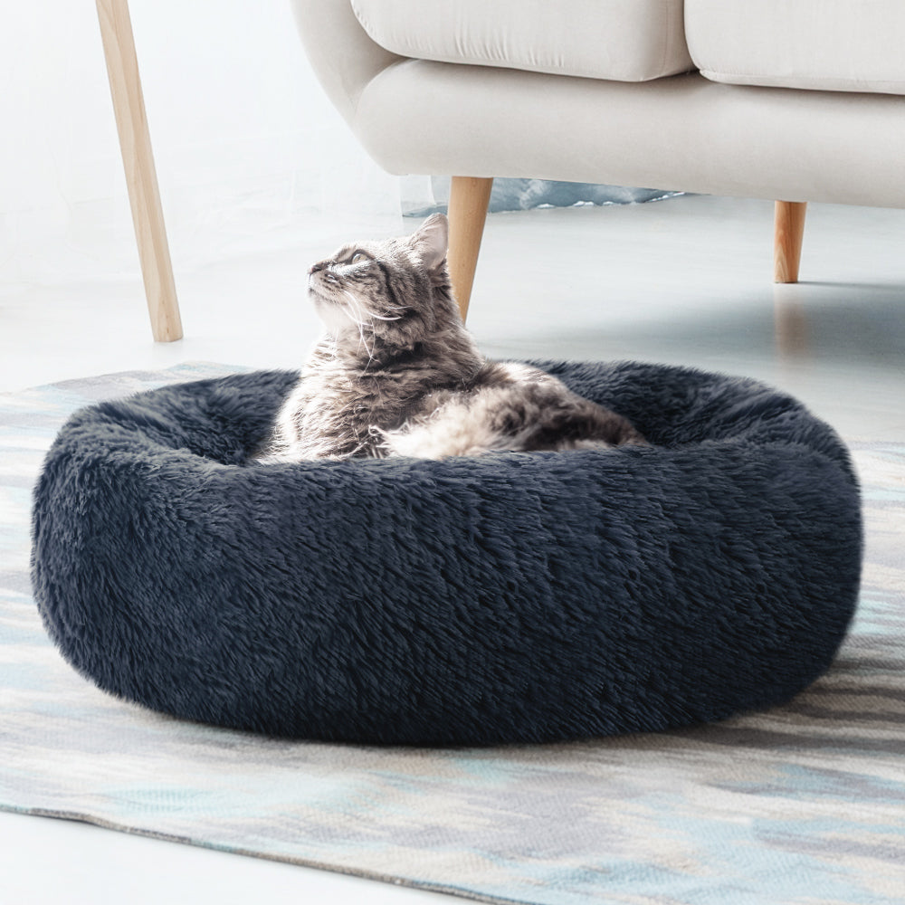 Pet Bed Dog Cat Calming Bed Medium 75cm Dark Grey Sleeping Comfy Cave Washable - Pet And Farm