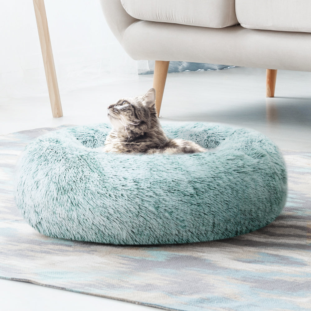 Pet Bed Dog Cat Calming Bed Medium 75cm Teal Sleeping Comfy Cave Washable - Pet And Farm