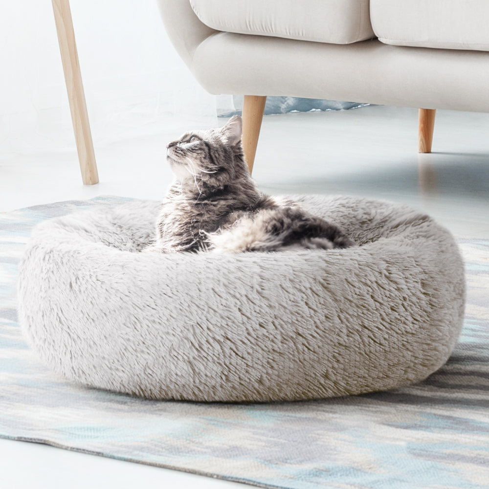 Pet Bed Dog Cat Calming Bed Medium 75cm White Sleeping Comfy Cave Washable - Pet And Farm