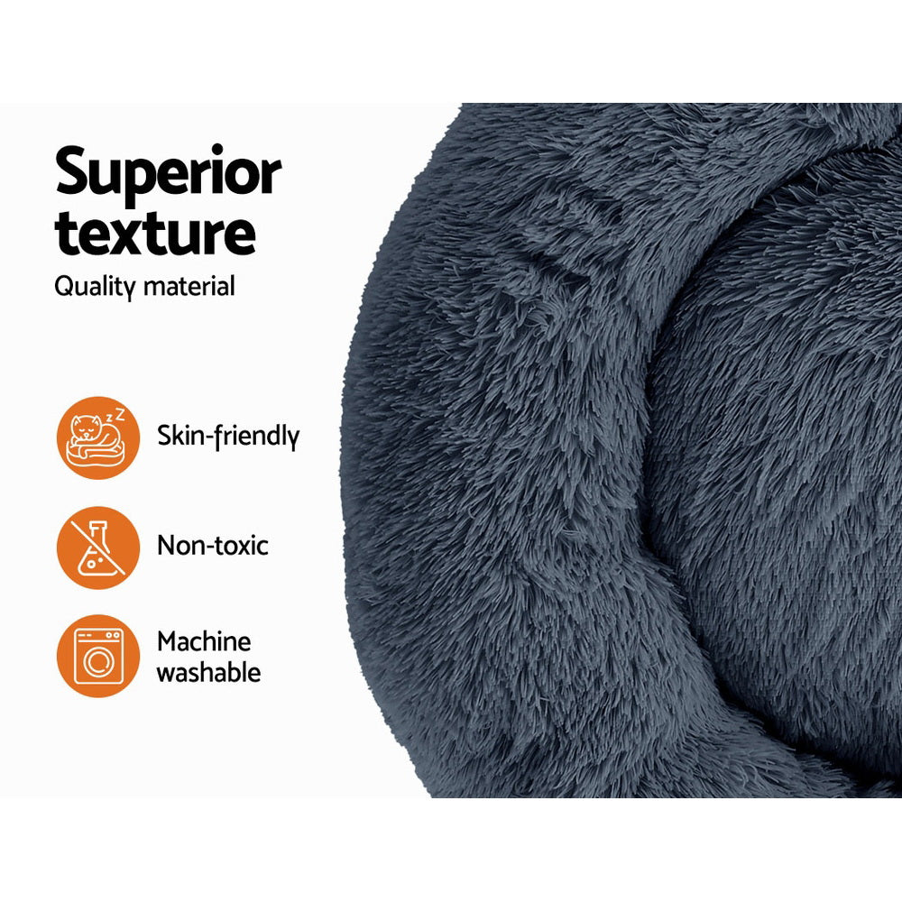i.Pet Pet Bed Dog Cat 90cm Large Calming Soft Plush Bed Dark Grey - Pet And Farm