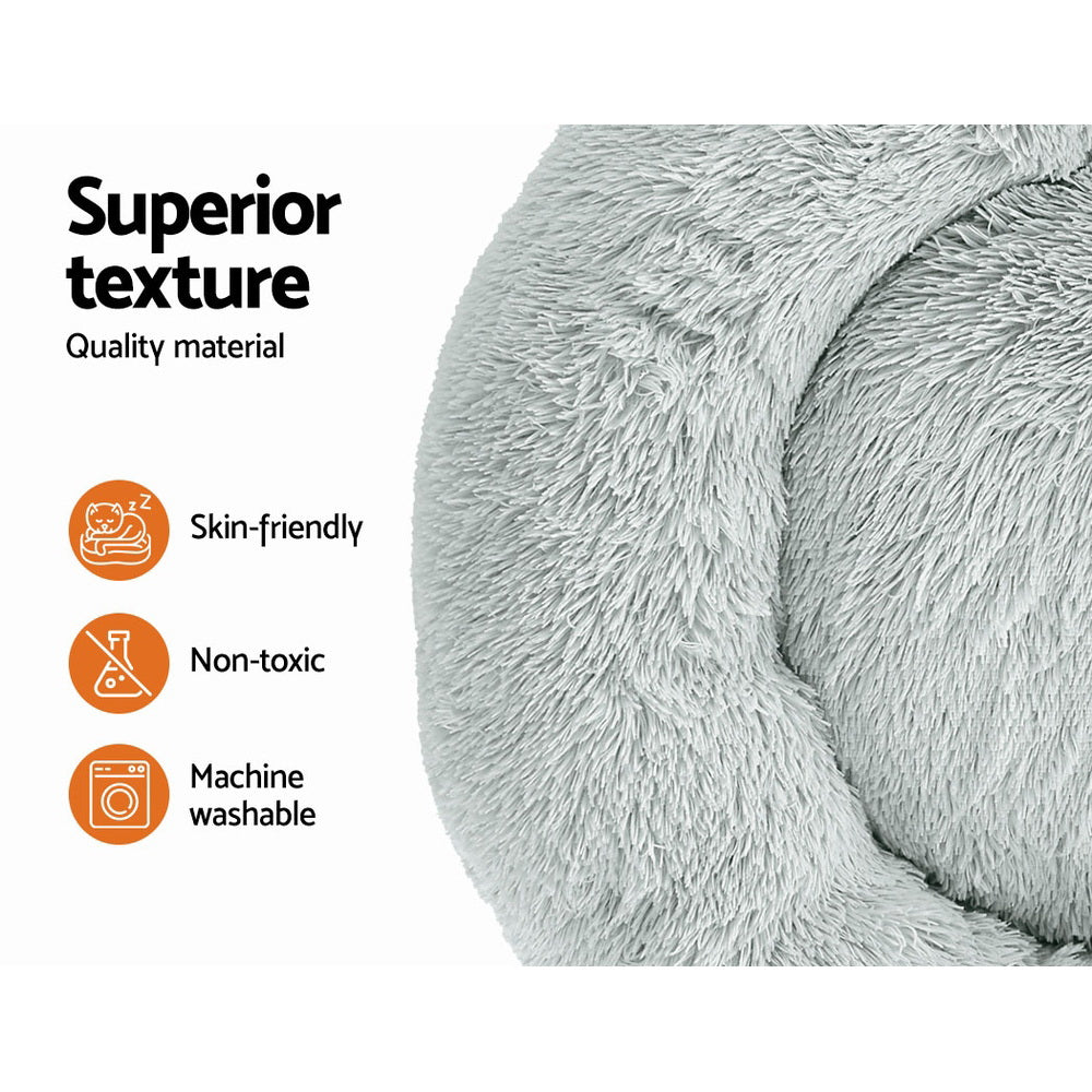 i.Pet Pet Bed Dog Cat 90cm Large Calming Soft Plush Light Grey - Pet And Farm