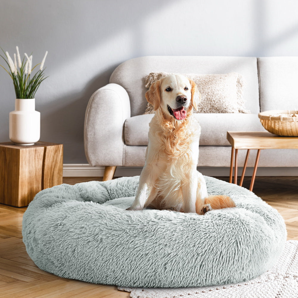 i.Pet Pet Bed Dog Cat 90cm Large Calming Soft Plush Light Grey - Pet And Farm