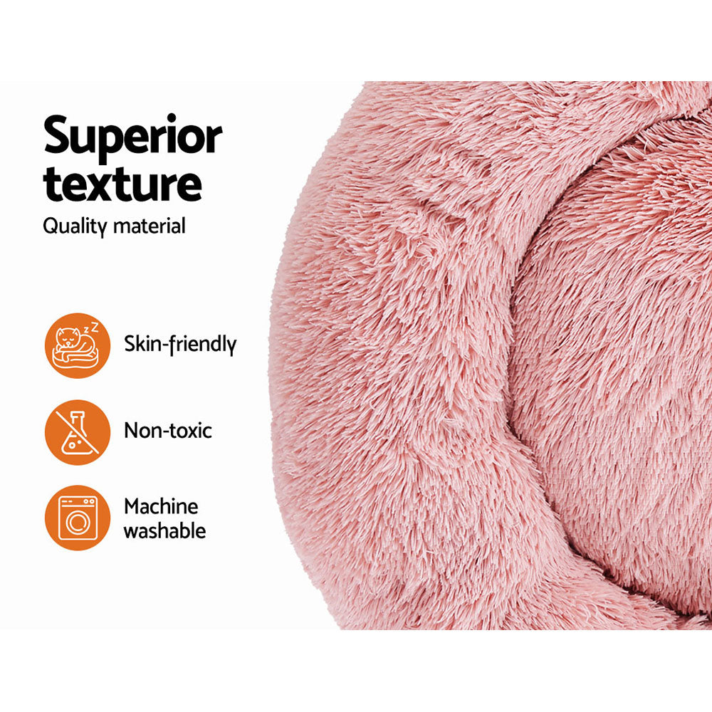 i.Pet Pet Bed Dog Cat 90cm Large Calming Soft Plush Pink - Pet And Farm