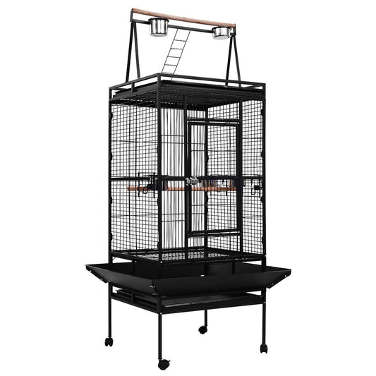 i.Pet Pet Bird Cage with Perch - Black - Pet And Farm