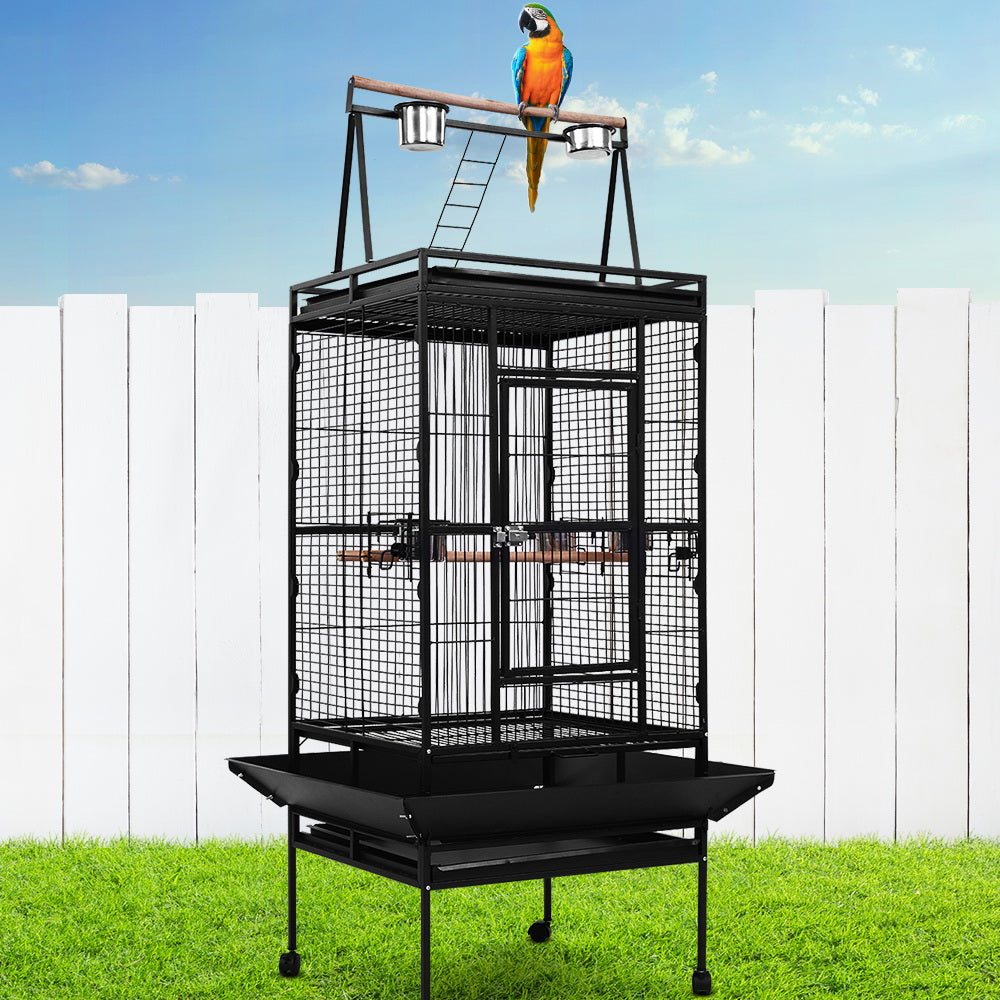 i.Pet Pet Bird Cage with Perch - Black - Pet And Farm