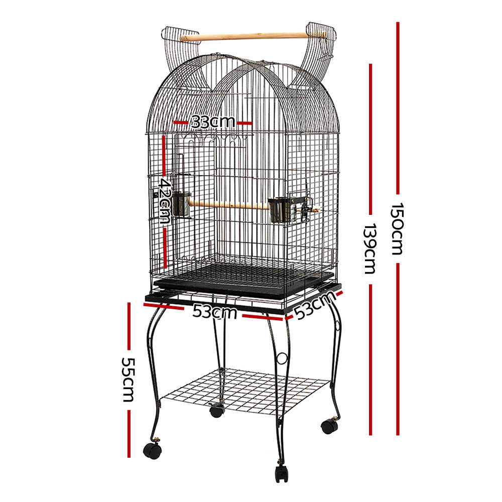 i.Pet Large Bird Cage with Perch - Black - Pet And Farm
