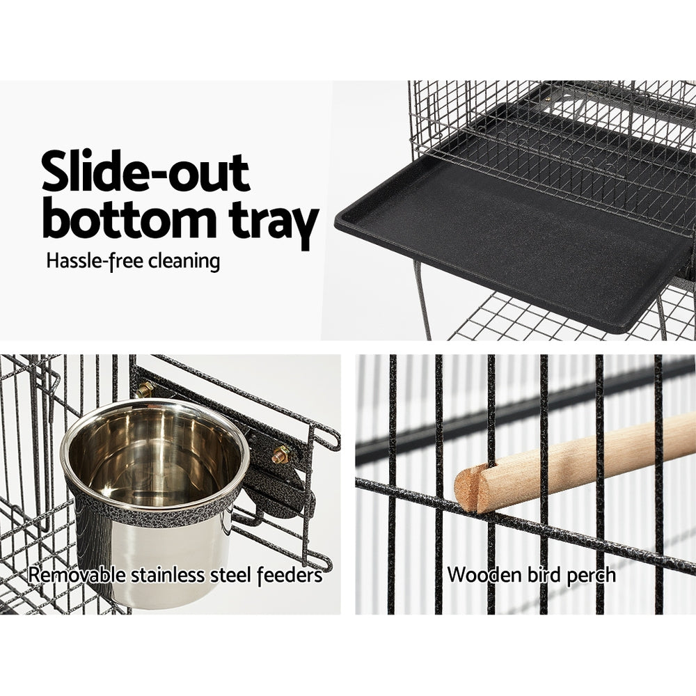 i.Pet Large Bird Cage with Perch - Black - Pet And Farm