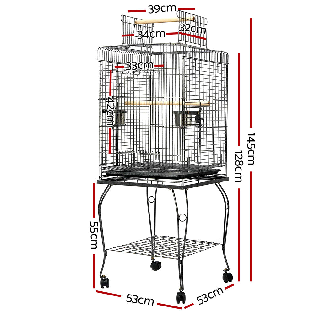 i.Pet Large Bird Cage with Perch - Black - Pet And Farm