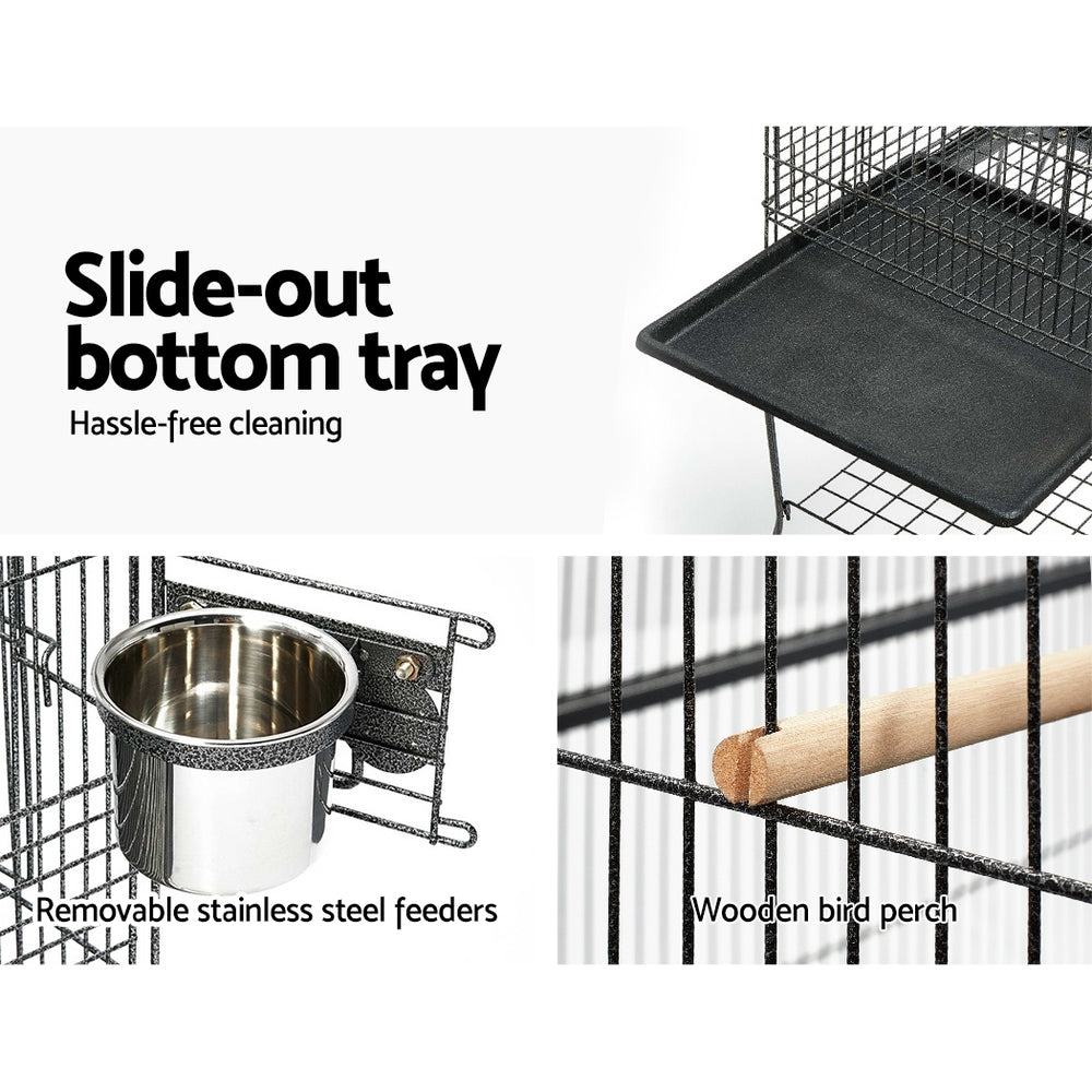 i.Pet Large Bird Cage with Perch - Black - Pet And Farm
