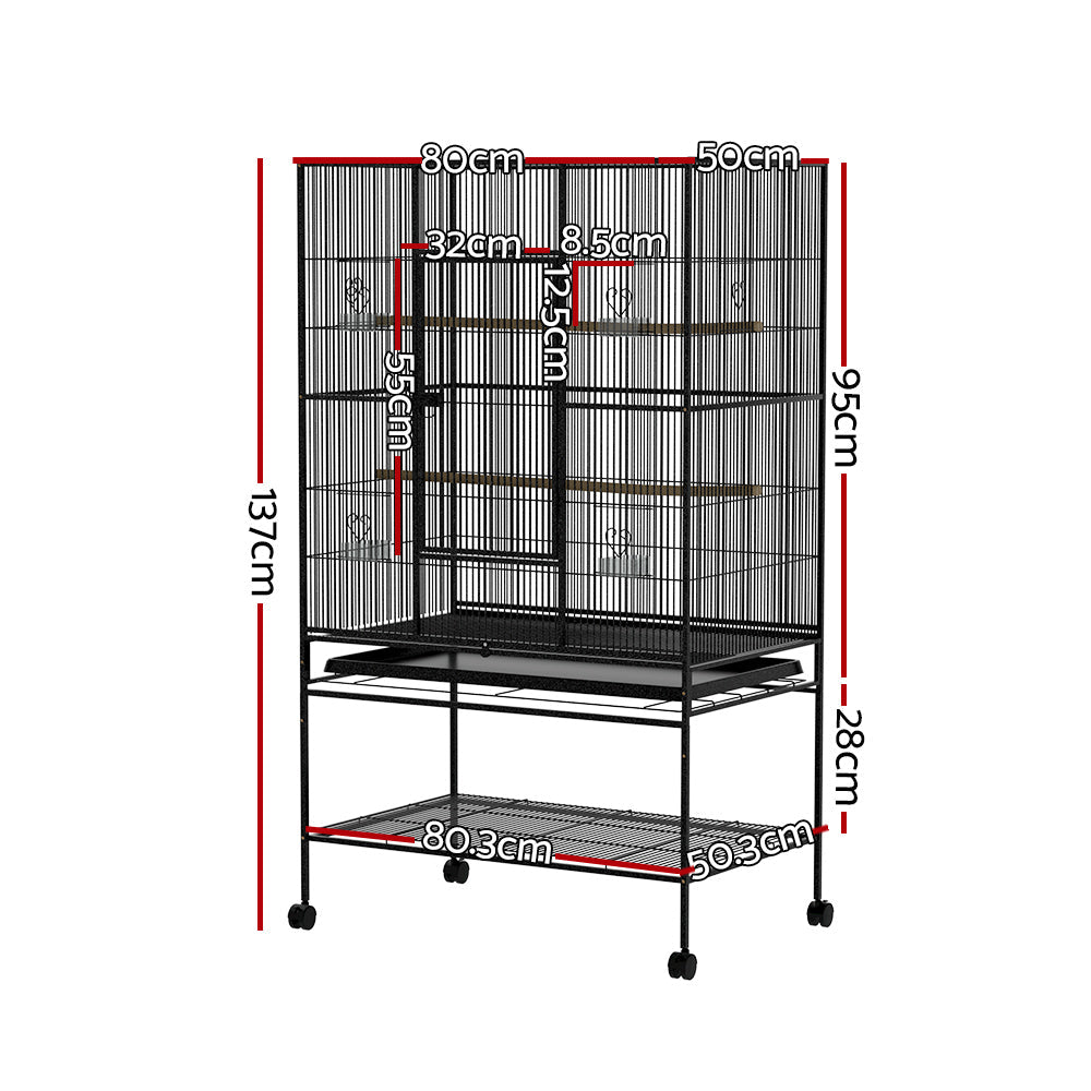 i.Pet Bird Cage Pet Cages Aviary 137CM Large Travel Stand Budgie Parrot Toys - Pet And Farm