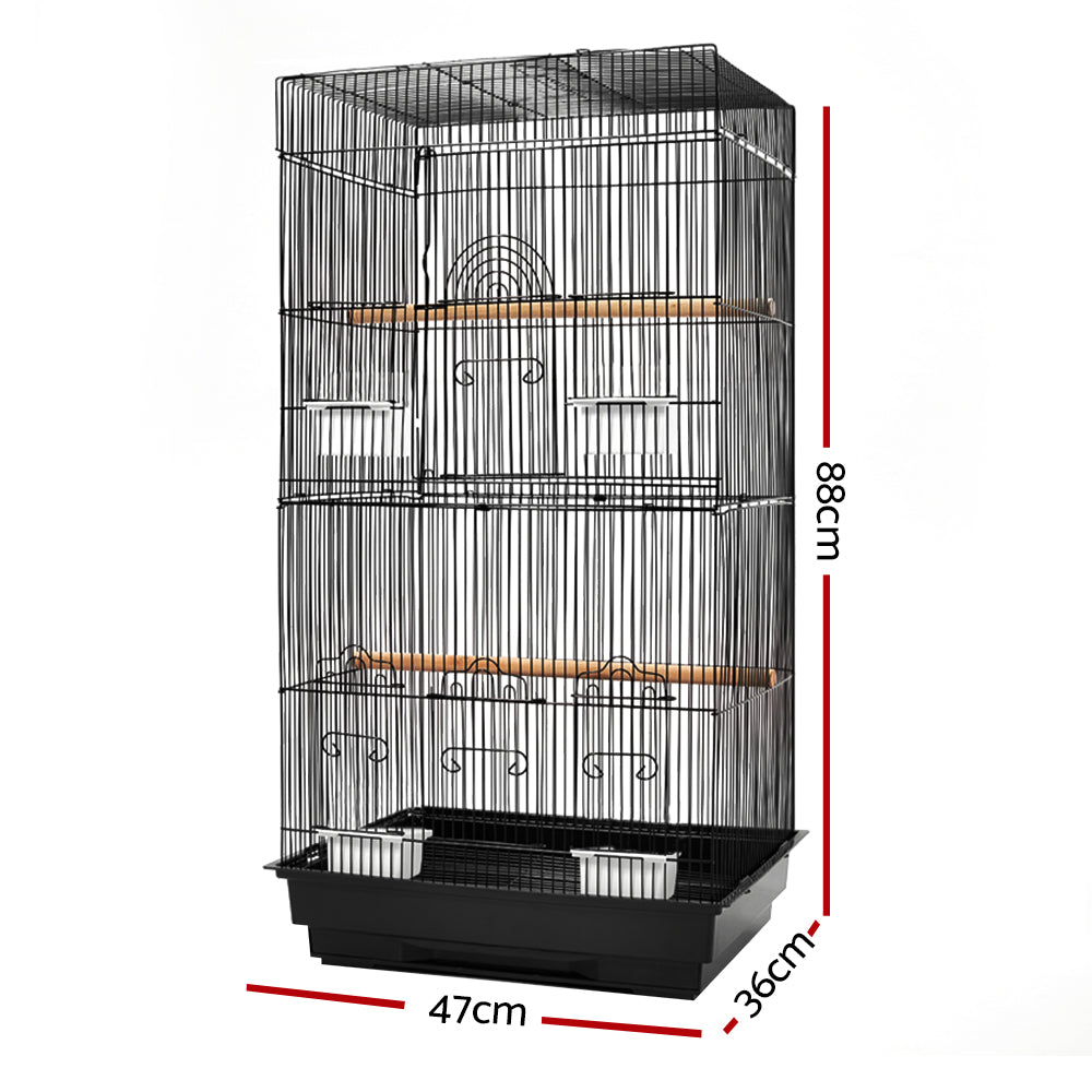 i.Pet Medium Bird Cage with Perch - Black - Pet And Farm