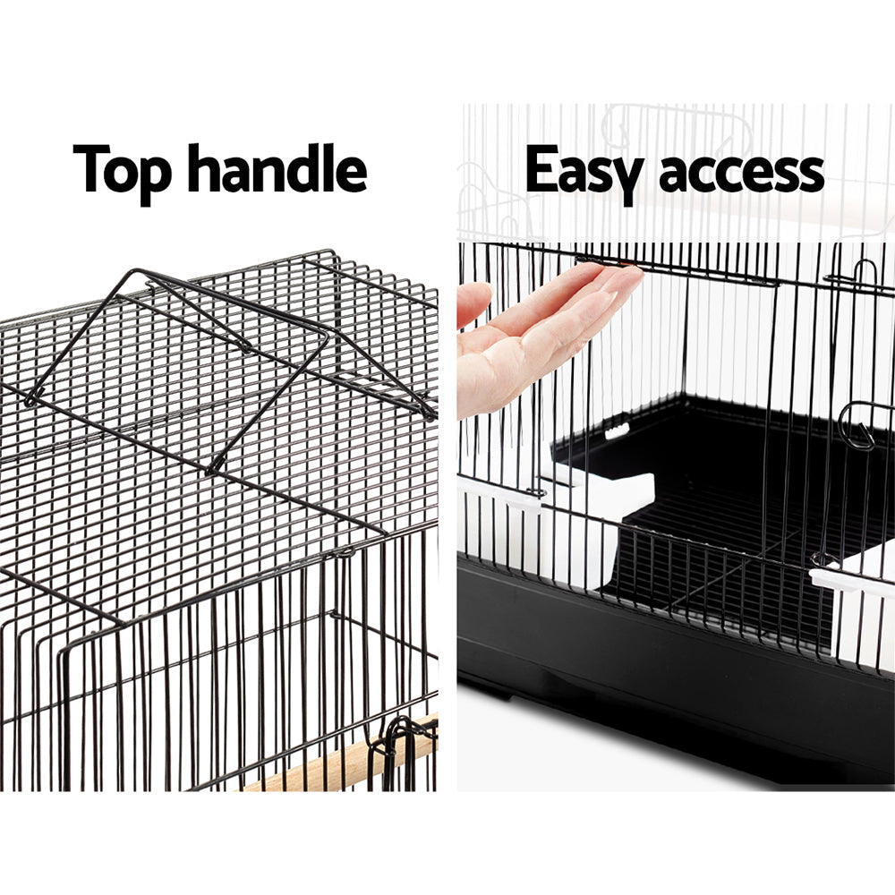 i.Pet Medium Bird Cage with Perch - Black - Pet And Farm