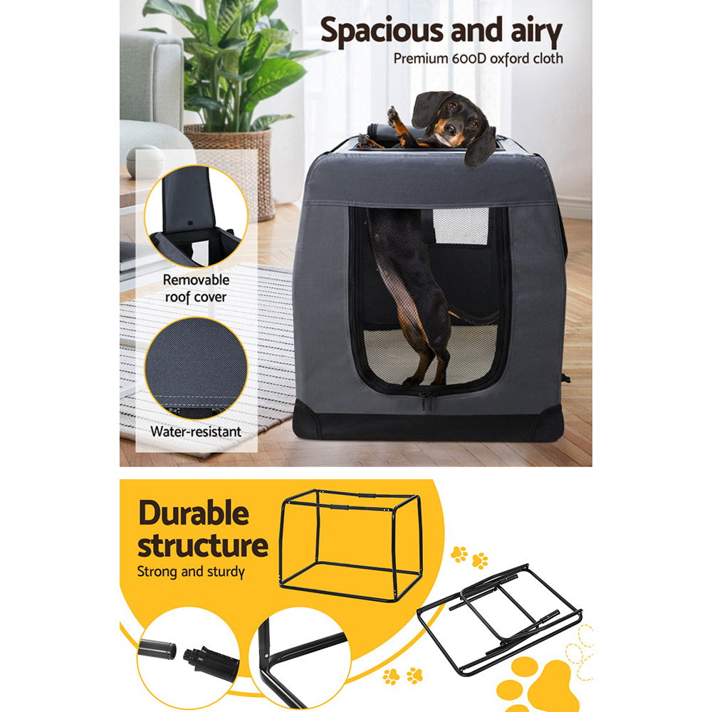 i.Pet Pet Carrier Soft Crate Dog Cat Travel Portable Cage Kennel Foldable Car XL - Pet And Farm