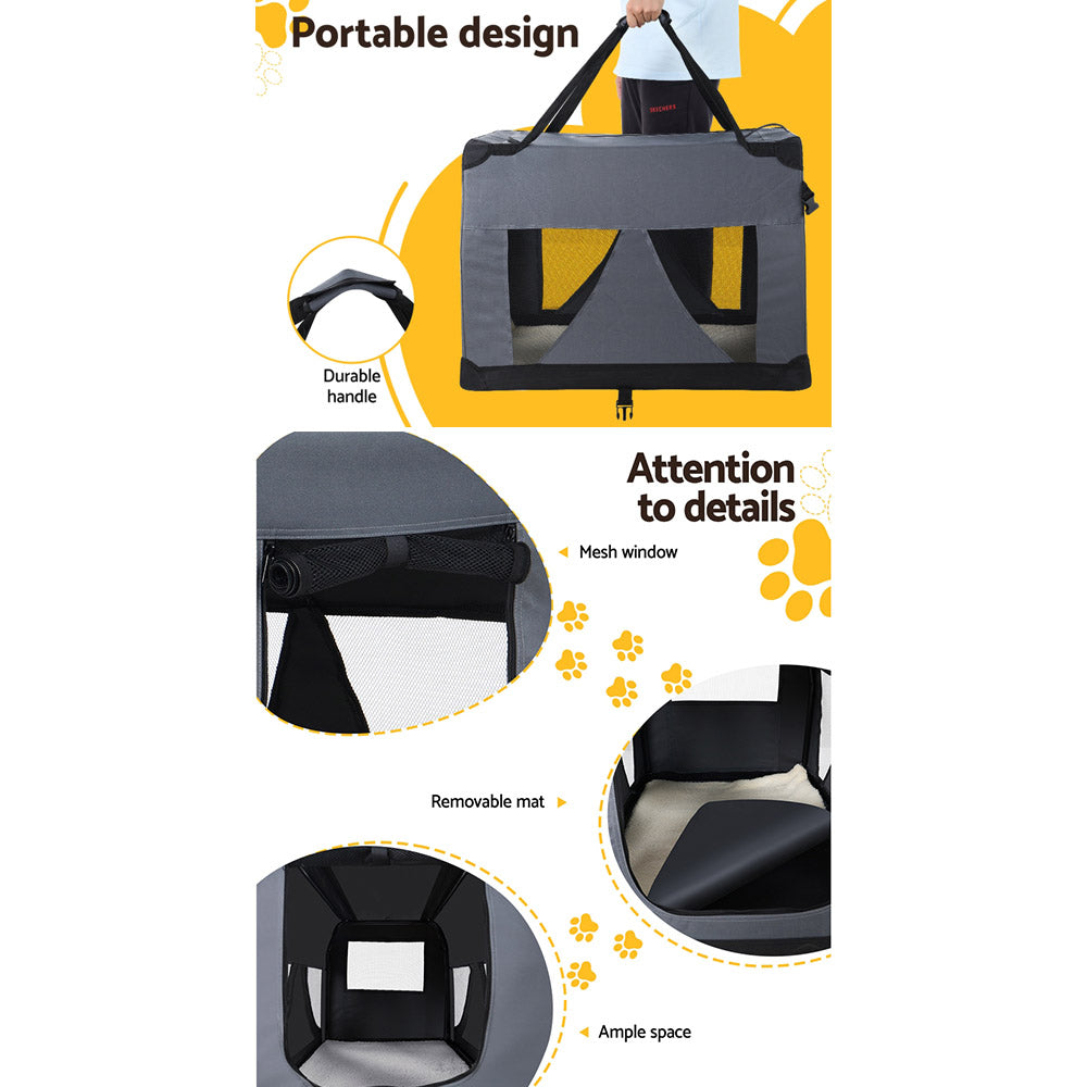 i.Pet Pet Carrier Soft Crate Dog Cat Travel Portable Cage Kennel Foldable Car XL - Pet And Farm