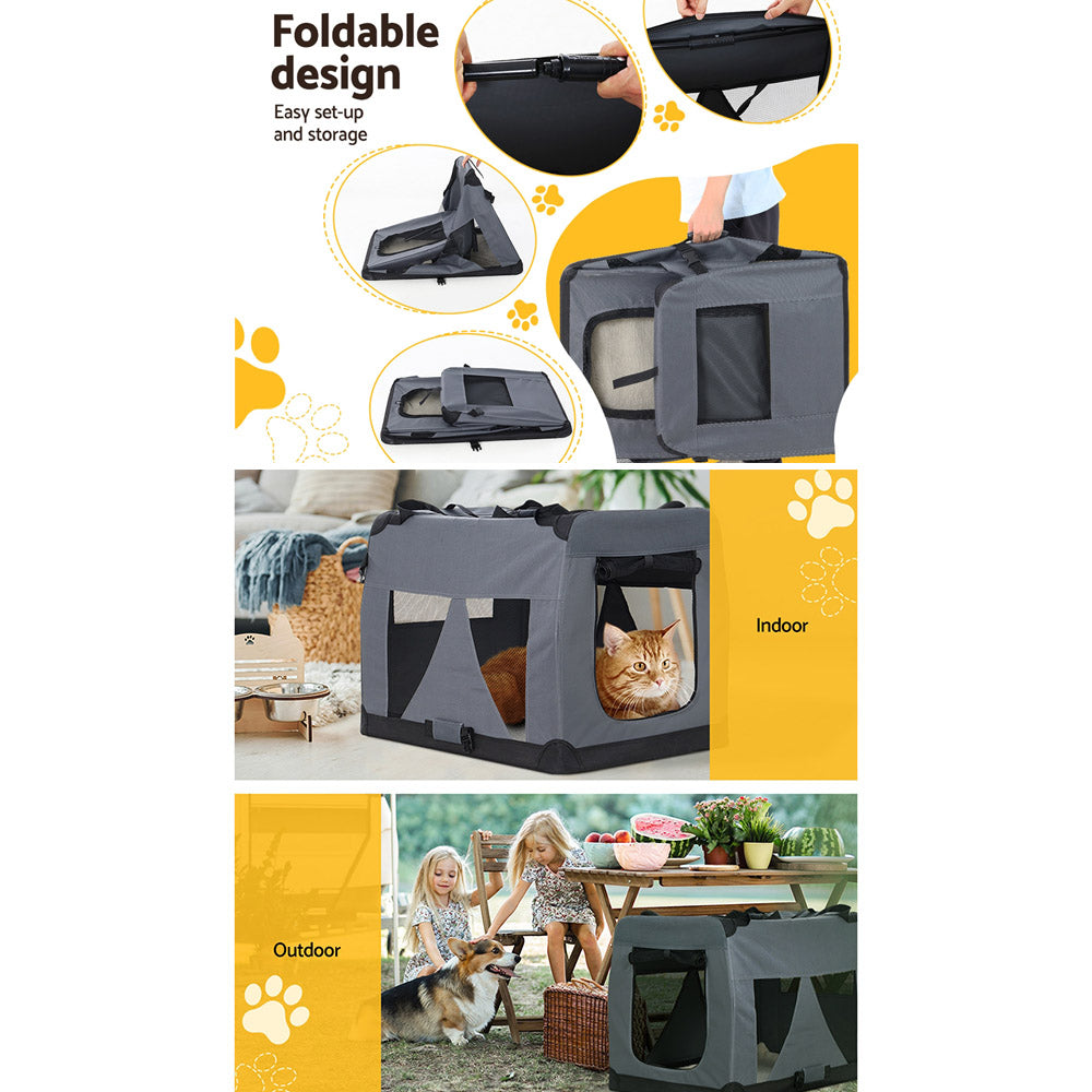 i.Pet Pet Carrier Soft Crate Dog Cat Travel Portable Cage Kennel Foldable Car XL - Pet And Farm