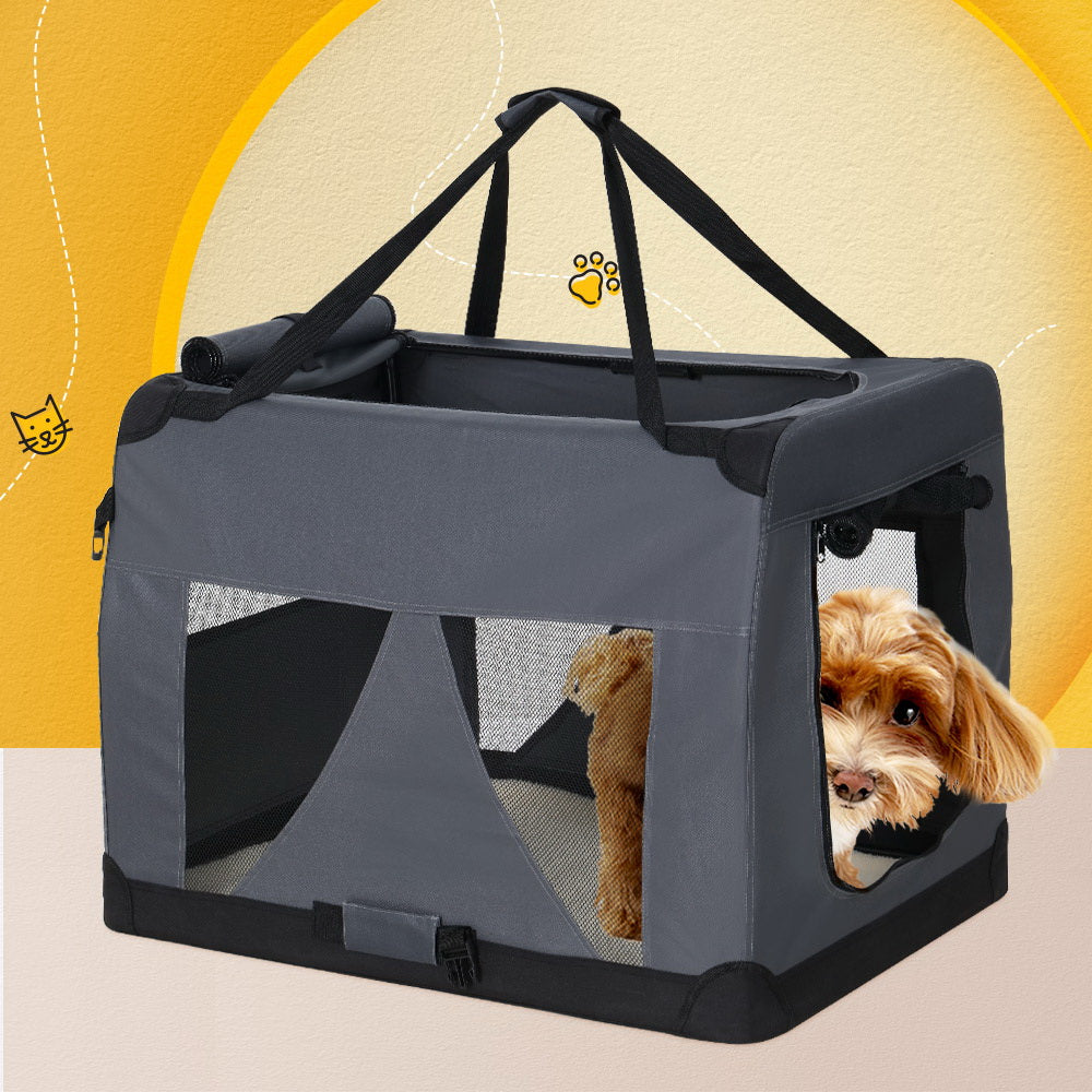 i.Pet Pet Carrier Soft Crate Dog Cat Travel Portable Cage Kennel Foldable Car XL - Pet And Farm