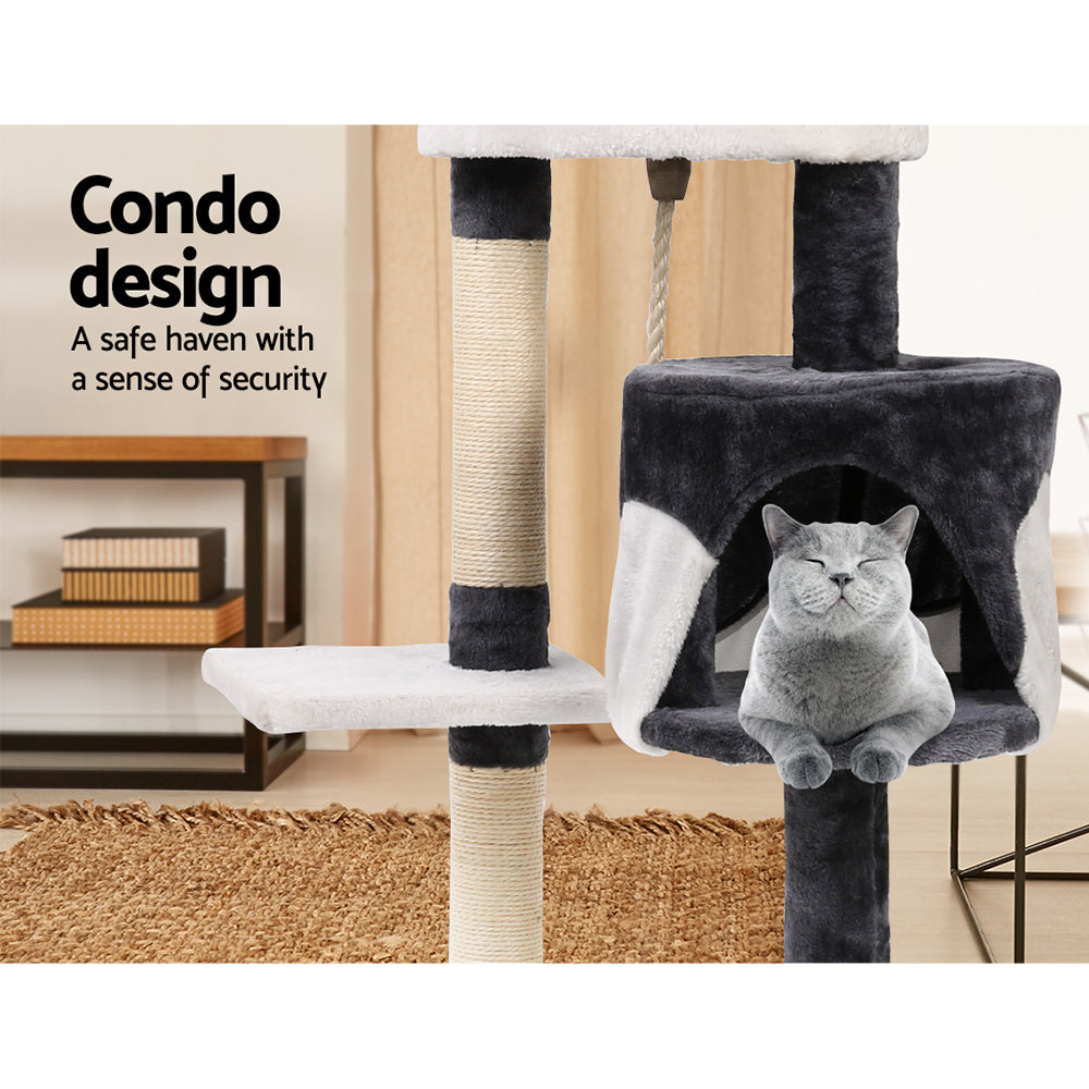 i.Pet Cat Tree 112cm Trees Scratching Post Scratcher Tower Condo House Furniture Wood - Pet And Farm