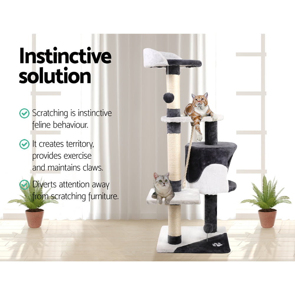 i.Pet Cat Tree 112cm Trees Scratching Post Scratcher Tower Condo House Furniture Wood - Pet And Farm