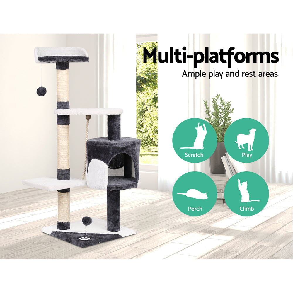 i.Pet Cat Tree 112cm Trees Scratching Post Scratcher Tower Condo House Furniture Wood - Pet And Farm