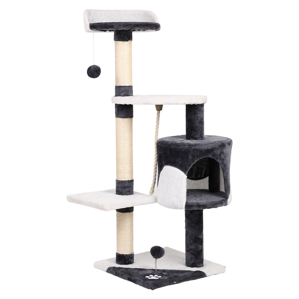 i.Pet Cat Tree 112cm Tower Scratching Post Scratcher Wood Condo House Furniture - Pet And Farm