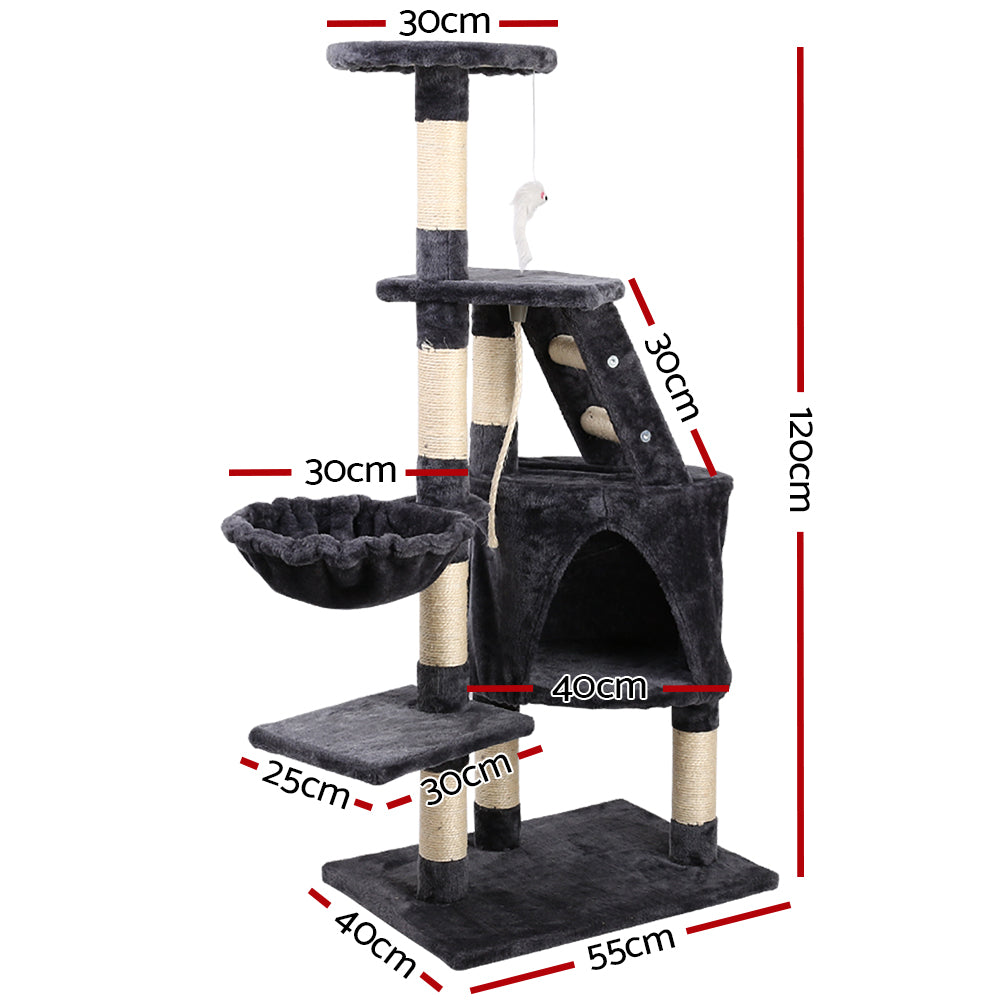i.Pet Cat Tree 120cm Trees Scratching Post Scratcher Tower Condo House Furniture Wood Multi Level - Pet And Farm