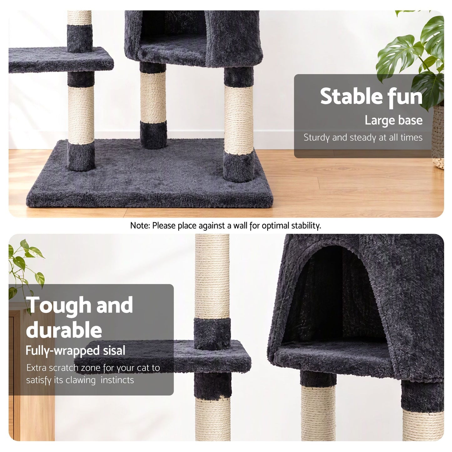 i.Pet Cat Tree 120cm Tower Scratching Post Scratcher Wood Condo House Bed Toys