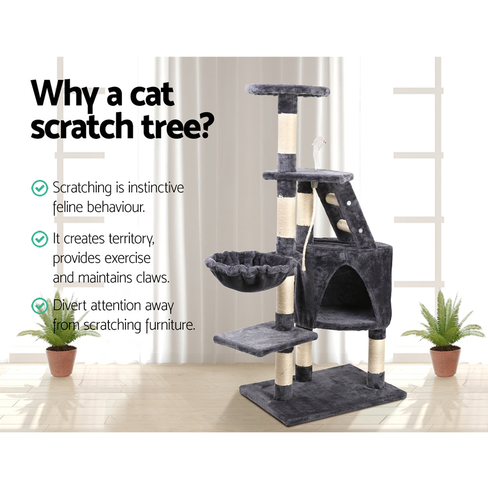 i.Pet Cat Tree 120cm Trees Scratching Post Scratcher Tower Condo House Furniture Wood Multi Level - Pet And Farm