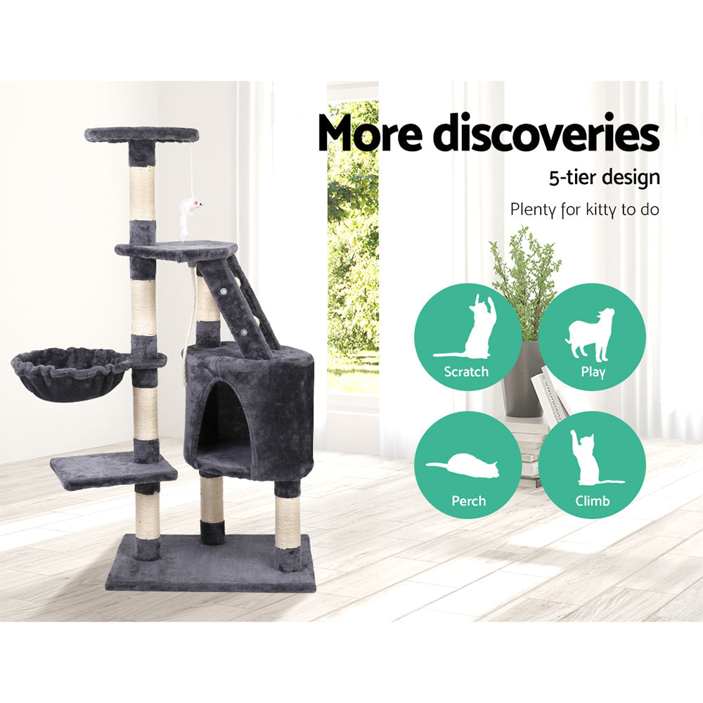i.Pet Cat Tree 120cm Trees Scratching Post Scratcher Tower Condo House Furniture Wood Multi Level - Pet And Farm