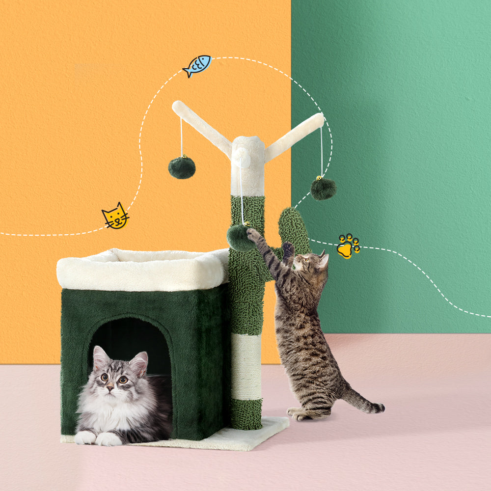 i.Pet Cat Tree Tower Scratching Post Scratcher Wood Condo Bed House Toys 70cm - Pet And Farm