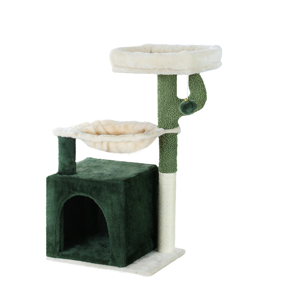 i.Pet Cat Tree 78cm Scratching Post Tower Scratcher Wood Condo House Bed Toys Green - Pet And Farm