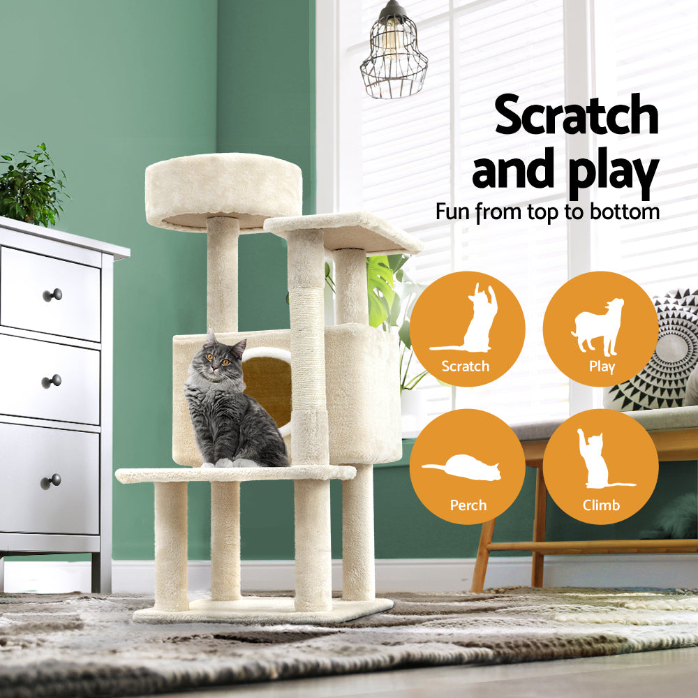 i.Pet Cat Tree Tower Scratching Post Scratcher Wood Condo House Bed Trees 90cm - Pet And Farm