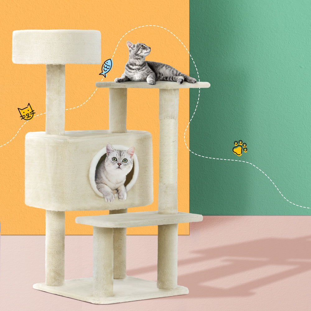 i.Pet Cat Tree Tower Scratching Post Scratcher Wood Condo House Bed Trees 90cm - Pet And Farm