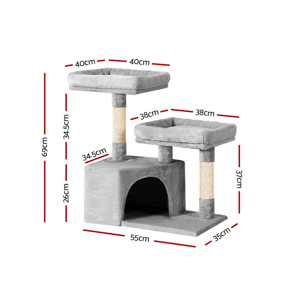 i.Pet Cat Tree Tower Scratching Post Scratcher Wood Condo House Bed Trees 69cm - Pet And Farm