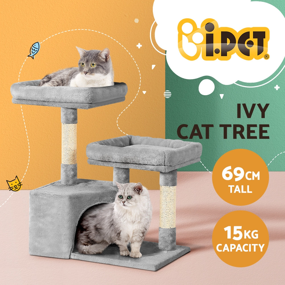 i.Pet Cat Tree Tower Scratching Post Scratcher Wood Condo House Bed Trees 69cm - Pet And Farm