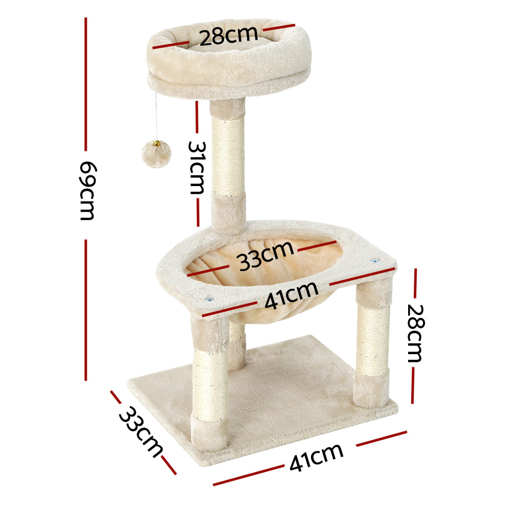 i.Pet Cat Tree Tower Scratching Post Scratcher Wood Condo Toys House Bed 69cm - Pet And Farm