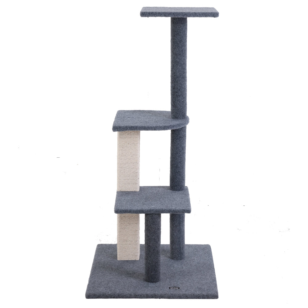 i.Pet Cat Tree 124cm Trees Scratching Post Scratcher Tower Condo House Furniture Wood Steps - Pet And Farm