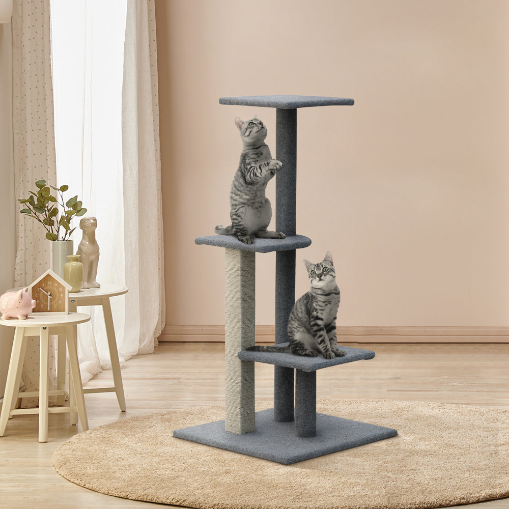 i.Pet Cat Tree 124cm Trees Scratching Post Scratcher Tower Condo House Furniture Wood Steps - Pet And Farm