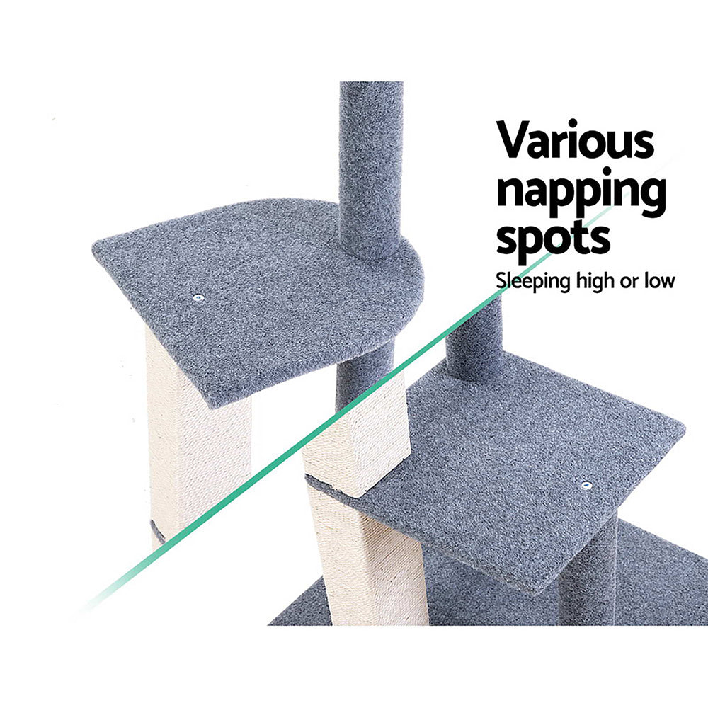 i.Pet Cat Tree 124cm Trees Scratching Post Scratcher Tower Condo House Furniture Wood Steps - Pet And Farm
