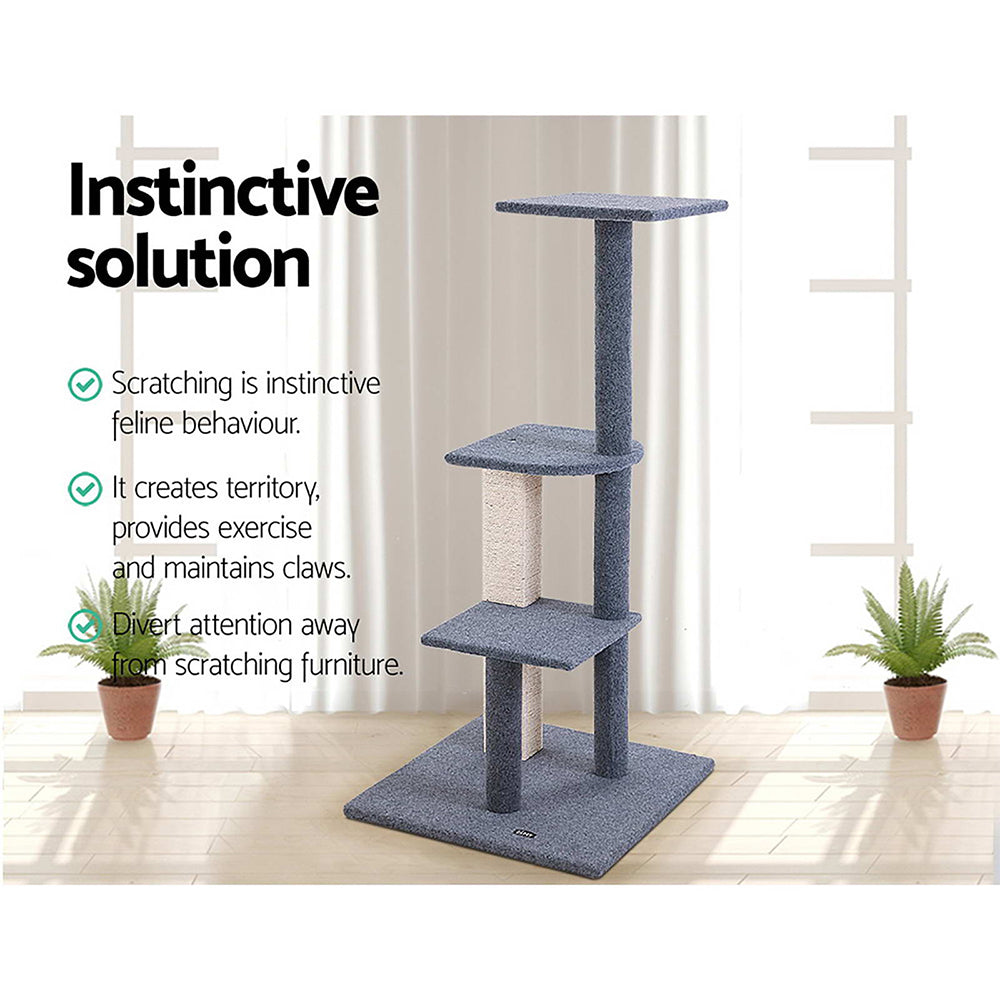 i.Pet Cat Tree 124cm Trees Scratching Post Scratcher Tower Condo House Furniture Wood Steps - Pet And Farm