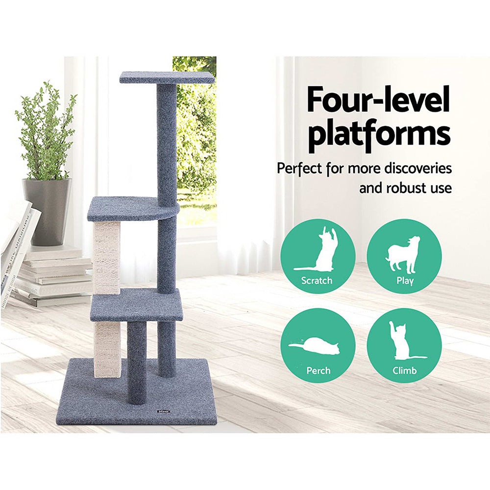 i.Pet Cat Tree 124cm Trees Scratching Post Scratcher Tower Condo House Furniture Wood Steps - Pet And Farm