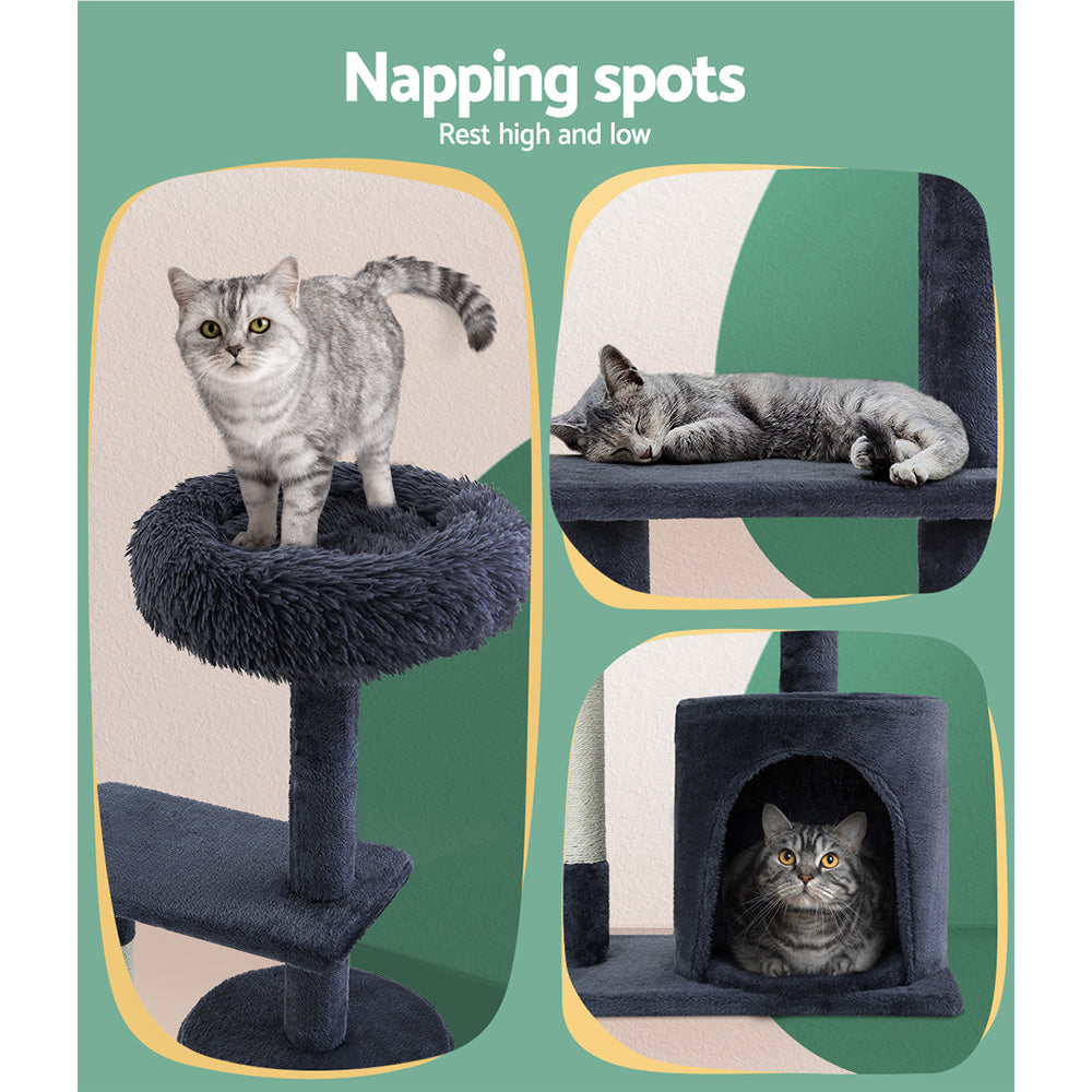 i.Pet Cat Tree Scratching Post Scratcher Tower Condo House Grey 94cm - Pet And Farm