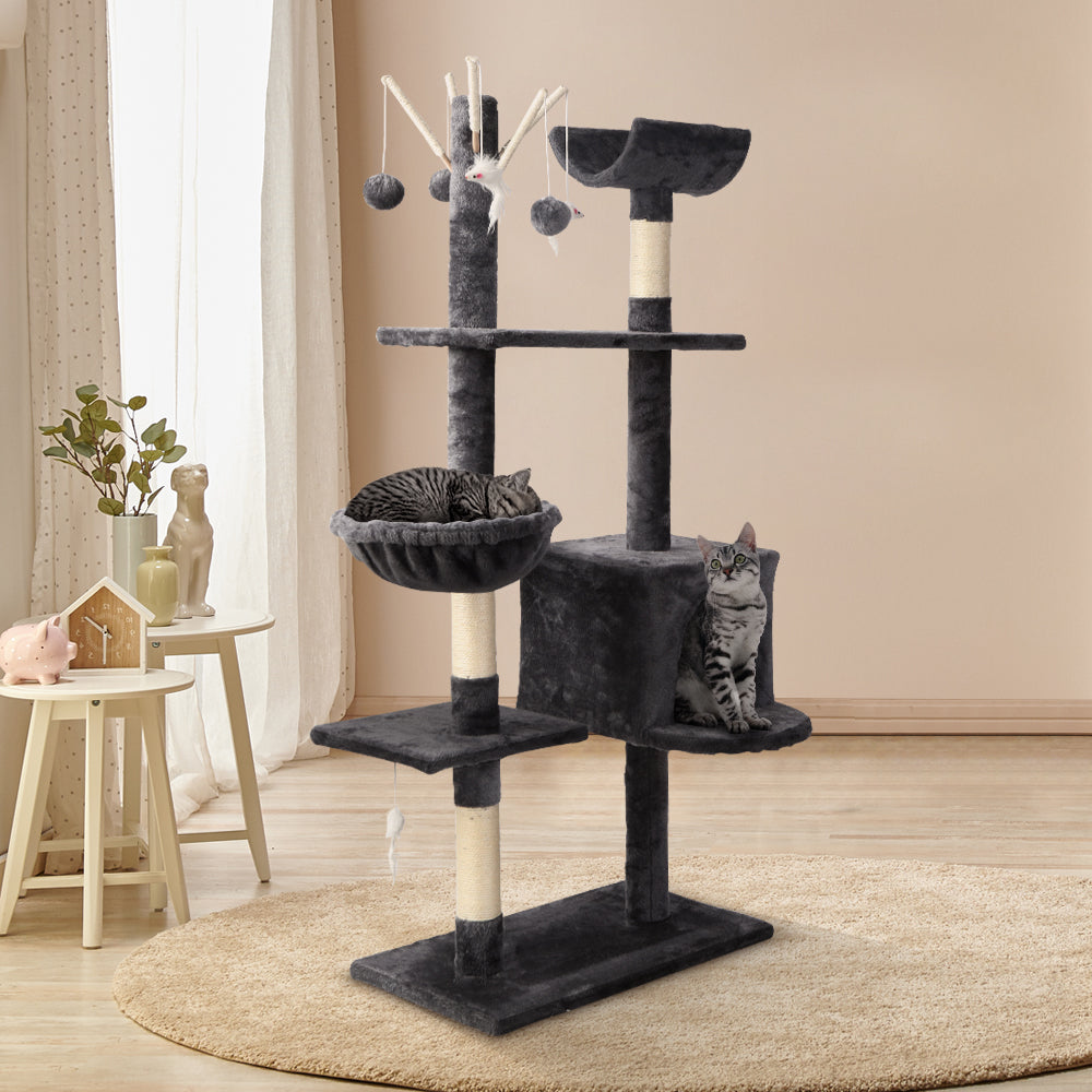 i.Pet Cat Tree 140cm Trees Scratching Post Scratcher Tower Condo House Furniture Wood - Pet And Farm