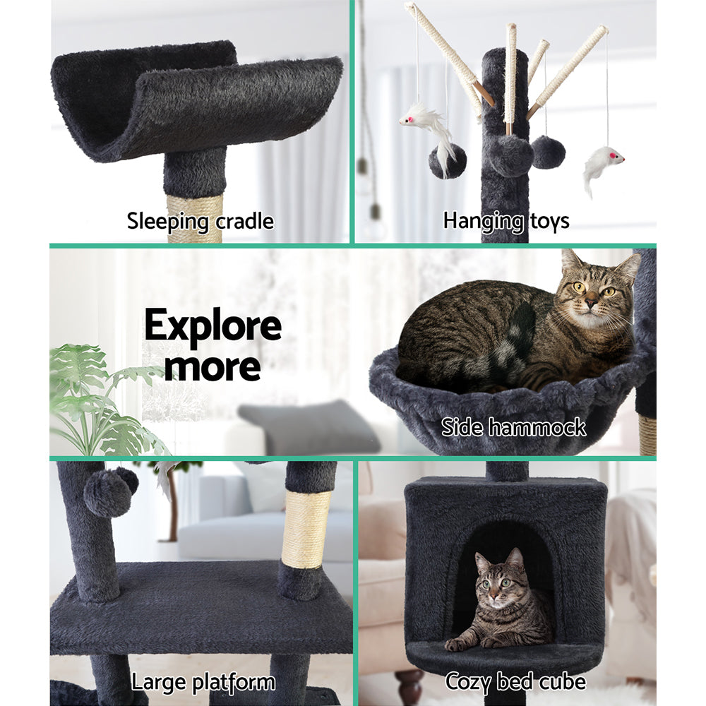 i.Pet Cat Tree 140cm Trees Scratching Post Scratcher Tower Condo House Furniture Wood - Pet And Farm