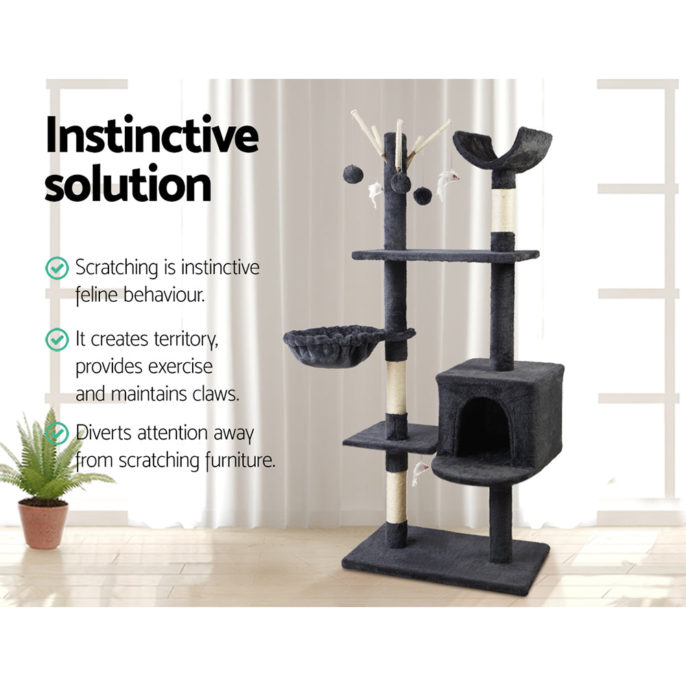 i.Pet Cat Tree 140cm Trees Scratching Post Scratcher Tower Condo House Furniture Wood - Pet And Farm