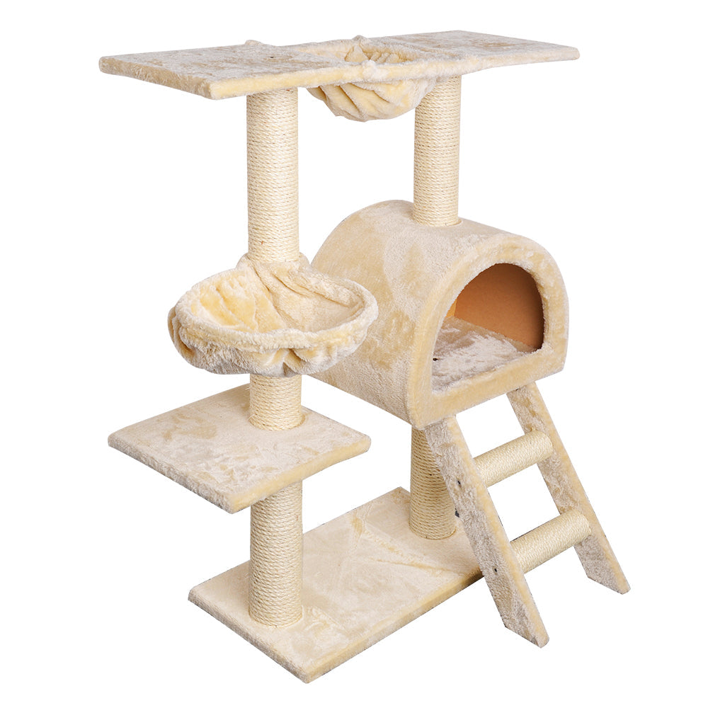 i.Pet Cat Tree Trees Scratching Post Scratcher Condo Tower House Bed Beige 100cm - Pet And Farm