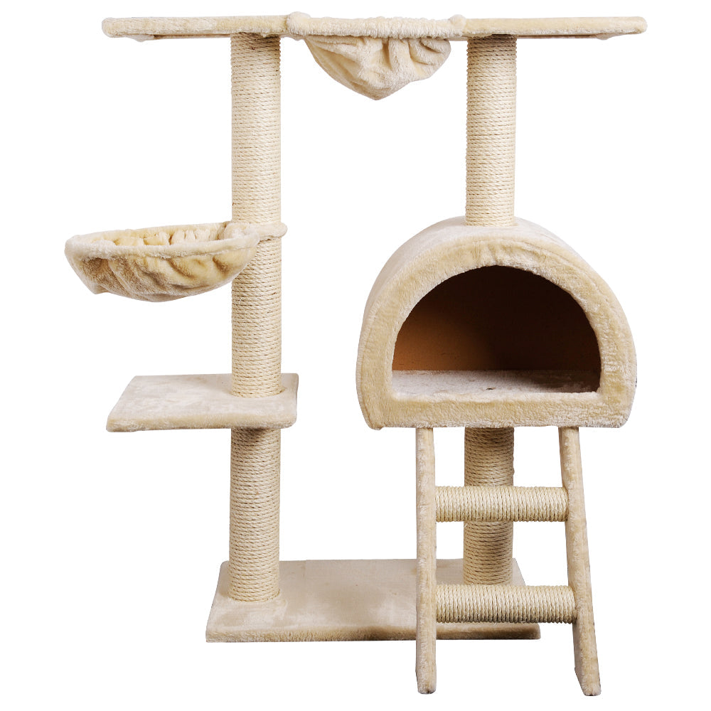 i.Pet Cat Tree Trees Scratching Post Scratcher Condo Tower House Bed Beige 100cm - Pet And Farm