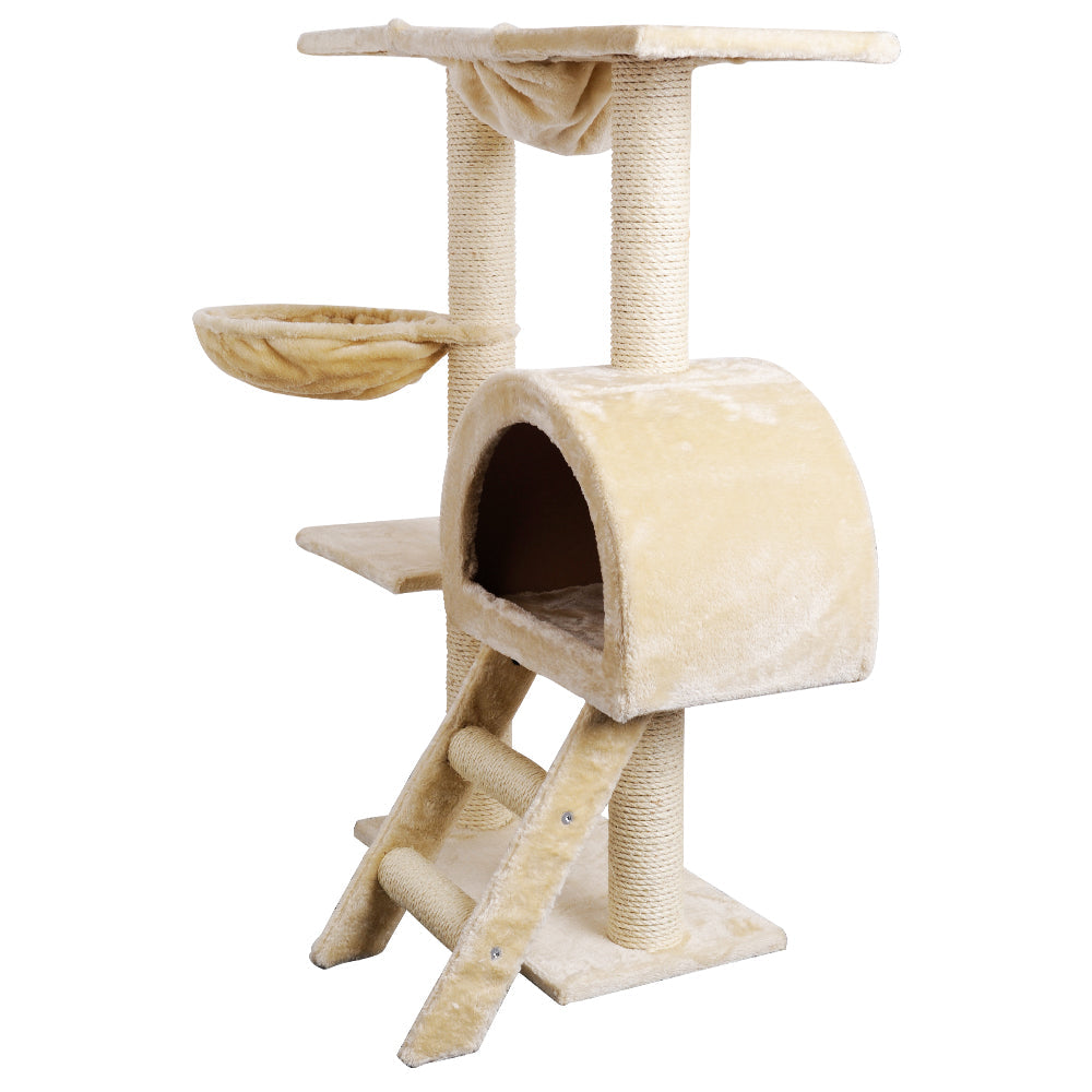 i.Pet Cat Tree Trees Scratching Post Scratcher Condo Tower House Bed Beige 100cm - Pet And Farm