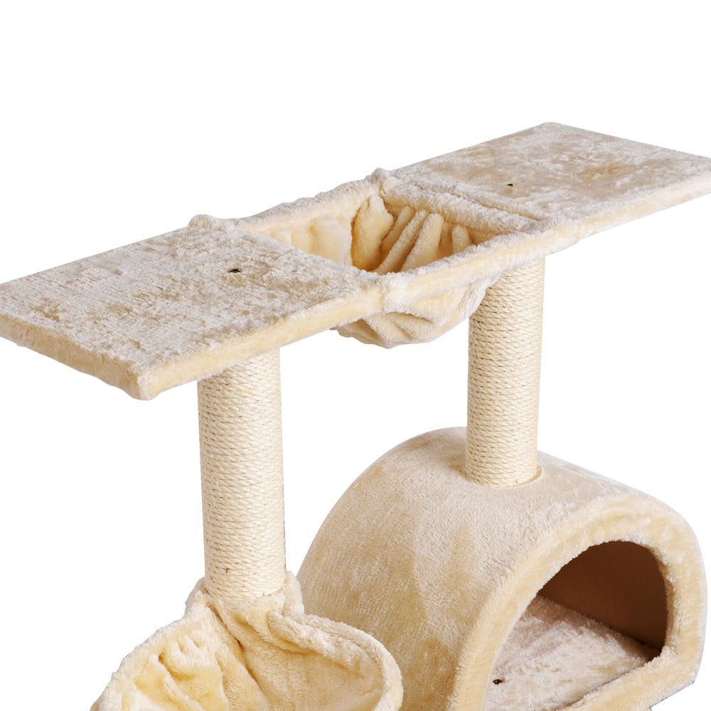 i.Pet Cat Tree Trees Scratching Post Scratcher Condo Tower House Bed Beige 100cm - Pet And Farm