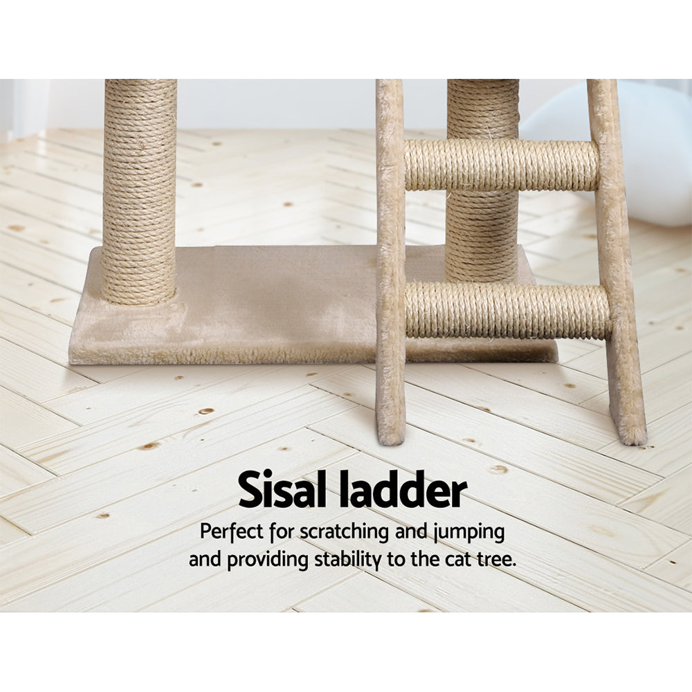 i.Pet Cat Tree Trees Scratching Post Scratcher Condo Tower House Bed Beige 100cm - Pet And Farm